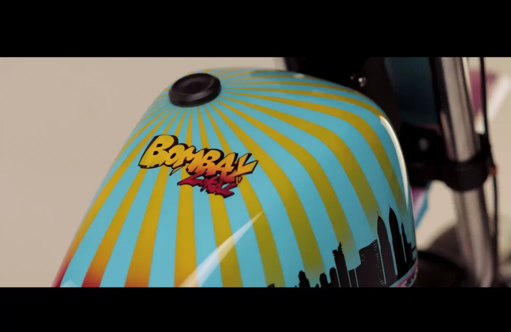 Automotive photography of a bike parts featuring the distinctive styling of Bombay Local by Bombay Custom Works.